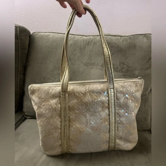 ✨COACH VTG POPPY Special Edition Signature Sequin Tote Bag Gold Cream RARE✨ - Picture 11 of 16
